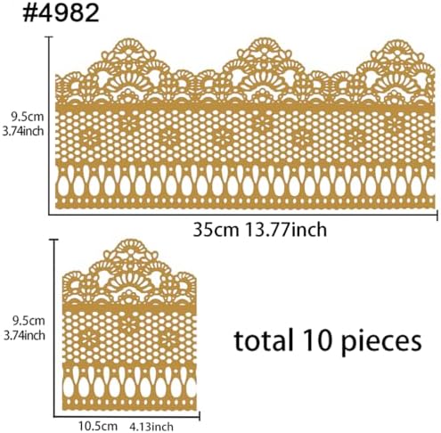 Funshowcase Ready to Use Edible Cake Lace Lattice with Small Daisy Golden 14-inch 5-piece Set