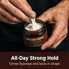 Detroit Grooming Co. Strong Hold Beard Wax - All-Natural Styling Putty with Sweet Almond & Sunflower Oil - Maximum Control for Shaping & Taming - Corktown, 2oz