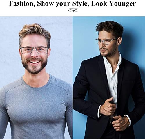 Lcbestbro 3 Pack Blue light Blocking Reading Glasses for Men, Stylish Metal Frame Readers