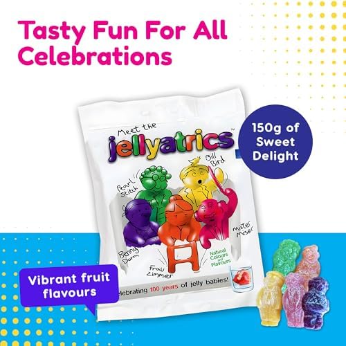 Jellyatrics Jelly Babies Novelty Sweets 180g Fun Gift for Birthdays, Retirements, Graduations, Christmas, Fathers Day, Mothers Day and Many More Celebrations,180 g (Pack of 1)