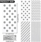 Aodaer 100 Pieces 10.6 x 5.1 In Silver Cellophane Bags Plastic Candy Gift Bags Cellophane Treat Bag with Twist Ties Stripes Polka Dot Printed Pattern Goodie Bag for Birthday Weddings Party Favors
