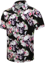 Men's Hawaiian Shirt Tops Vintage Short Sleeve Button Down Beach Shirt Male Tropical Floral Summer Pullover Party Holiday