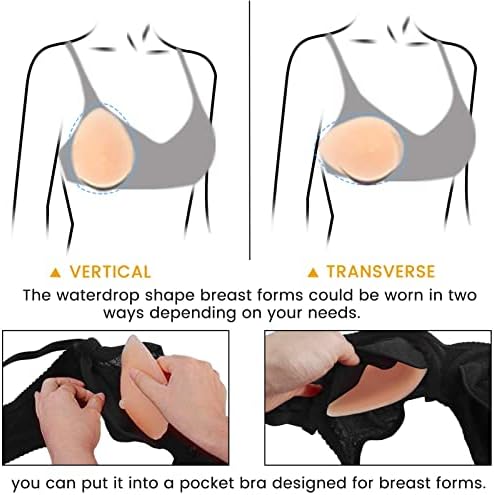 TUBETOP Fake Breast Forms Lightweight Silicone Fake Boob Push Up Breast Pads Breastplate for Crossdressing Cosplay Mastectomy Beige-135g