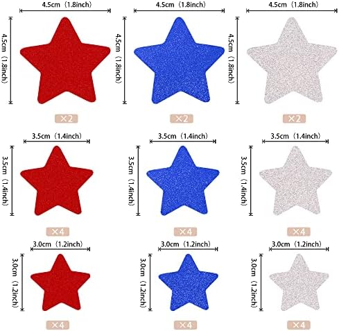 30 PCS Independence Day Cupcake Toppers Glitter Blue Red Silver Twinkle Little Star Cupcake Picks Wedding Bridal Shower Baby Shower Birthday American National Party Cake Decorations Supplies
