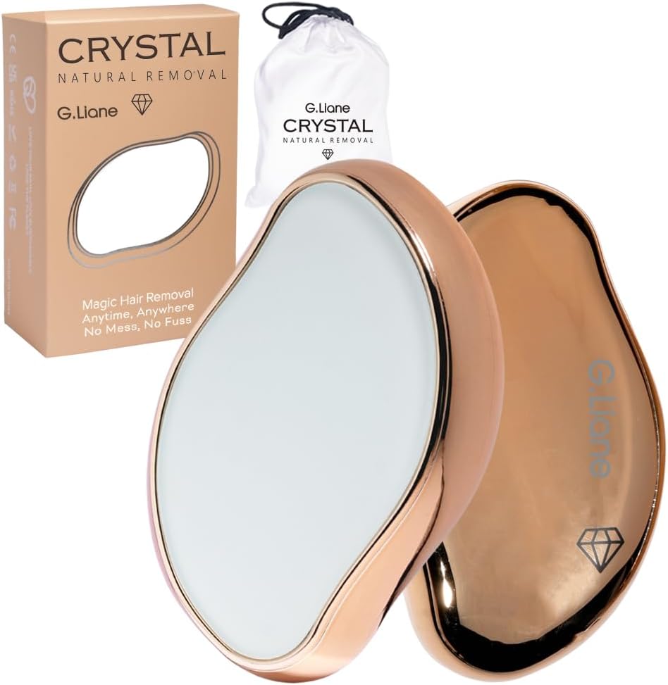 Crystal Hair Eraser,Crystal Hair Remover and Exfoliator,Nano Glass Hair Remover Stone,Reusable Painless Physical Hair Removal Depilator for Men Women Quick Soft Silky Skin (Gold)