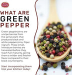 Spicy World Whole Green Peppercorns 4 Oz Bag - Steam Sterilized & All Natural
