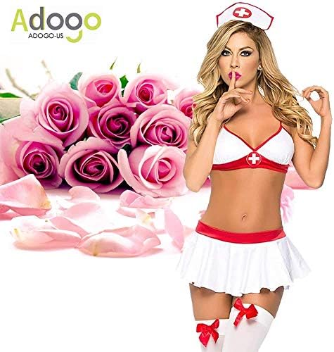 ADOGO Sexy Costume Women Schoolgirl Lingerie Roleplay Lingerie Set Sexy Student Costumes for Valentine's Day(Nurse Costume)