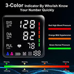 Blood Pressure Monitor, 9-17'' & 13-21'' Extra Large Blood Pressure Cuff Upper Arm, LED Color Backlit Screen Automatic Digital Blood Pressure Machine with USB Cable and 4 AAA Batteries