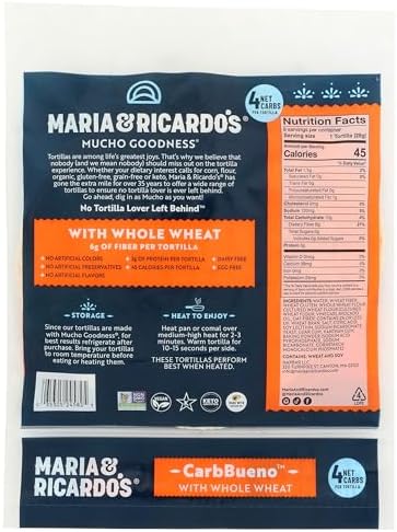 MARIA & RICARDOS Carb Bueno Whole Wheat Tortillas, 7.9 OZ