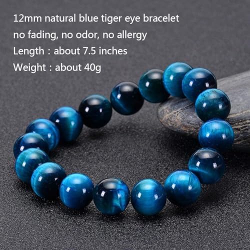 Natural Tiger Eye Bracelet Stress Relief Elastic Yoga Agate Beads Bracelet Bangle for Men Women
