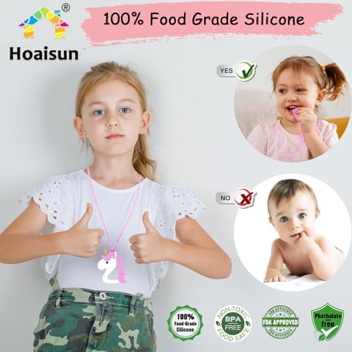 Chew Necklaces for Sensory Girls, Chewy Necklace Sensory Toys for Kids with Autism, ADHD,SPD, Chewing, Teething or Special Needs, Oral Sensory Chew Toys for Kids Adult Reduce Anxiety Fidgeting