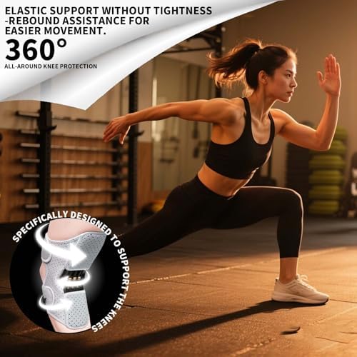 Knee Support Booster Brace with Spring-Powered Joint Assistance – Designed for Stair Climbing and Squatting Support for Seniors, Reduces Knee Pressure During Stair Climbing & Squatting