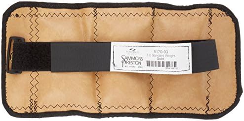 Sammons Preston Cuff Weight, 3 lb, Gold, Velcro Strap & D-Ring Closure, Grommet for Easy Hanging, Lead Free Steel Ankle & Wrist Weights, For Strength Building & Injury Rehab, Sold Individually