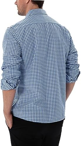 Manwan walk Men's Plaid Button Down Shirts Regular Fit Long Sleeve Casual Business Shirts