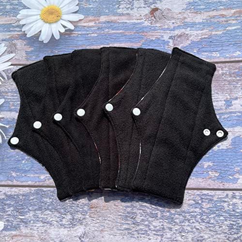7 Pcs Reusable Waterproof Menstrual Pads Sets Including 1Pc Mini Wet Bag and 6Pcs Regular Flow Menstrual Pads Mama Cloth Sanitary Napkins