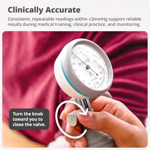 Greater Goods Sphygmomanometer, Latex-Free Manual Blood Pressure Cuff, Home Use, Elderly Care with Carrying Case, Cloud Gray