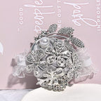 WANLIAN Wrist Corsage with Peal and Rhinestone Prom Corsages Wrist for Wedding,Wedding Ceremony Anniversary,Party (Silver Gray，Wrist Corsage)