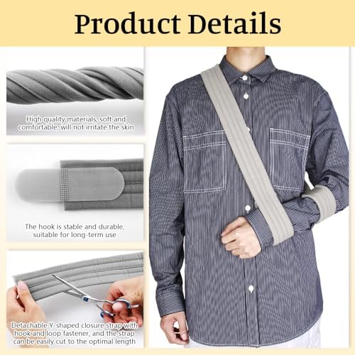 2-Pack Arm Sling,Adjustable Arm Support Strap,Shoulder Immobilizer for Women Men,Black & Gray Forearm Strap for Elbow Wrist Injury, Torn Rotator Cuff, Clavicle Injury Broken