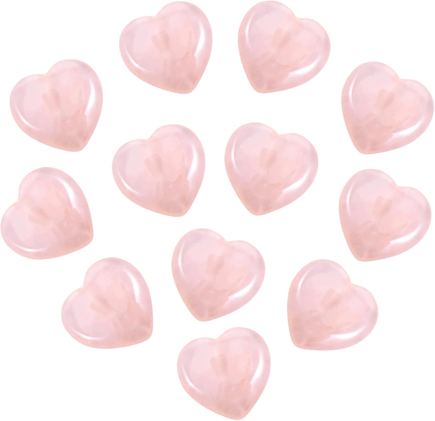 12 Pcs Pink Rose Quartz Heart Crystal Stones, Natural Polished Gemstones Mini Pocket Stones Handcrafted Gemstones for Love Stone with Plush Gift Bag