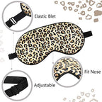 2 Pieces Silk Sleeping Mask with Adjustable Strap-Silk Eye Mask Soft Eye Cover Blindfold Eyeshade with Leopard Print, for Blocking Out Lights Sweet Sleep Travel Relax, Nap, Meditation (Black)