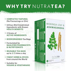 Nutra Tea - Moringa Leaf & Ashwagandha – Moringa Tea Bags, Ashwagandha Tea Bags - For Mood Support and Stress Relief - 40 Individually Wrapped Bags - Herbal Infusion (2 Pack)
