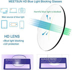 MEETSUN Blue Light Blocking Glasses, Anti Eye Strain Headache (Sleep Better), Computer Glasses UV400 Transparent Lens (Black + Tortoise + Clear)