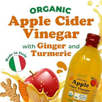 Food To Live Organic Apple Cider Vinegar with Ginger and Turmeric, 500 ml – Raw, Italian, Unfiltered, Unpasteurized, Non-GMO, Vegan, Bulk, Glass Bottle (Pack of 1)