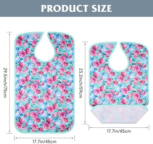 4 Pack Adult Bibs for Women, Reusable Waterproof Large Feeding Adult Bibs, Eating Cloth for Elderly Seniors and Disabled