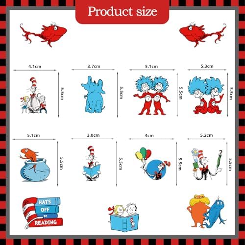 24PCS Cat in the Hat Cupcake Topper Seuss Cupcake Topper Cat in the Hat Birthday Decorations Cat in the Hat Decorations for Cat Seuss Decorations Cat in the Hat Party Supplies