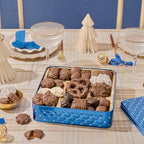 Chocolate Gift Basket, Candy Food Gifts Arrangement Platter, Gourmet Snack Box, Present Idea, Corporate Him & Her, Men Women Sympathy Family Parties & Get Well- Blue- Bonnie & Pop