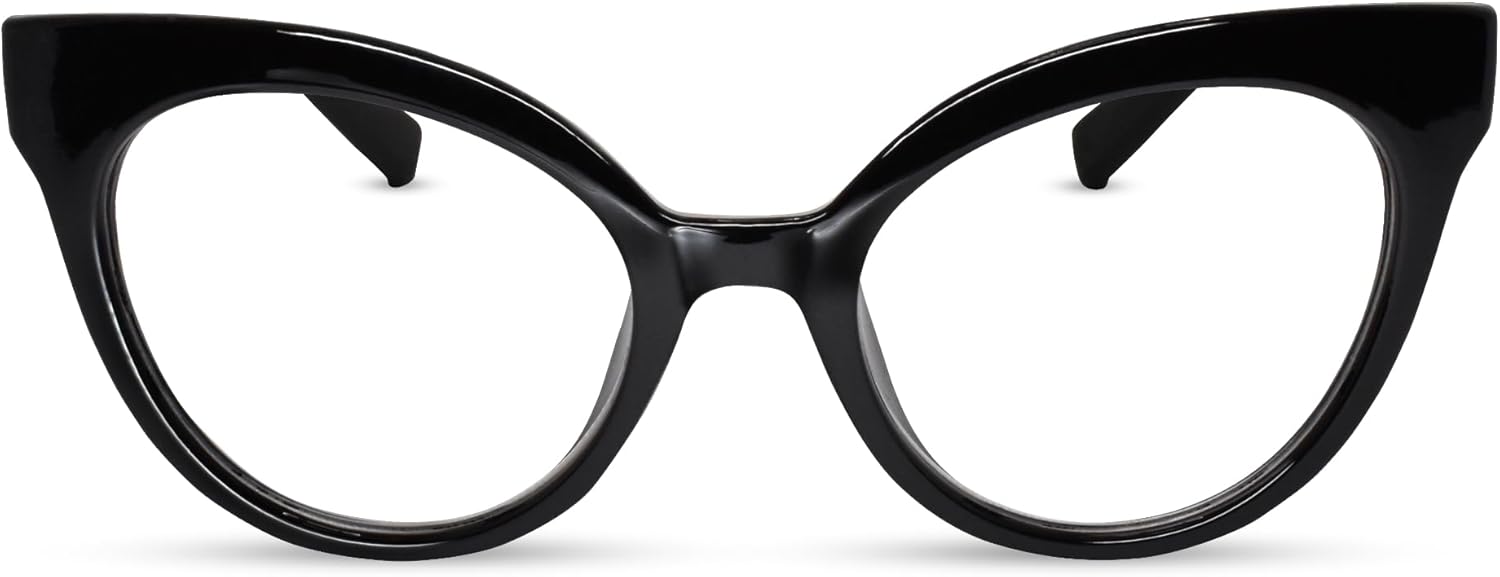 2SeeLife Oversized TR-90 Cat Eye Reading Glasses for Women – Narrow-Medium Fit, Durable and Sturdy Frame, Premium Readers, Black, +1.75