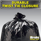 Brute Super Tuff Heavy Duty 2.2 MIL Contractor Bags, Extra Large Trash Bags, Twist Tie Closure, Black, 55 Gallon, 15 Count