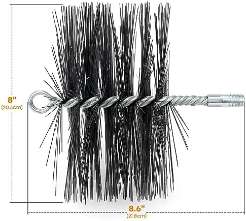 Stanbroil 8 Inch Round Steel Chimney Cleaning Brush with 1/4" NPT Fitting for Masonry Chimney Flue, Works with Most Chimney Rod Sets