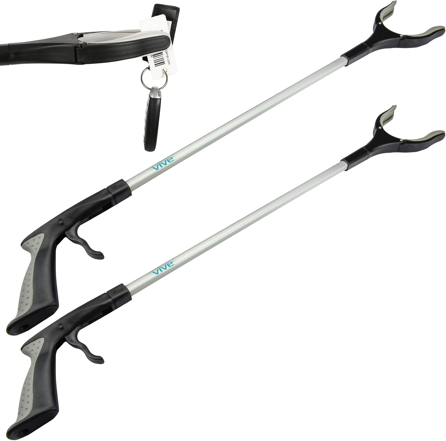 Vive Reacher Grabber Tool - 32" Extra Long Pickup Aid (2 Pack) - Trash Picker Upper, Rotating Hand, Heavy Duty Grip Arm - Reaching Assist for Litter, Elderly, Garden Nabber, Disabled, Handicap Arm