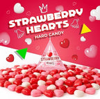 Strawberry Hearts | 24 Mini Packs | Hard Candy Individually Wrapped for Classroom and Party Favors | White, Red and Pink Hearts for Sharing and Gifting