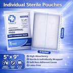 Vakly ABD Pads 5x9 Sterile (20 Pack) – Abdominal Combine Gauze Pads, High Absorbency Non-Adherent Wound Dressing for Heavy Drainage & First Aid, Individually Wrapped