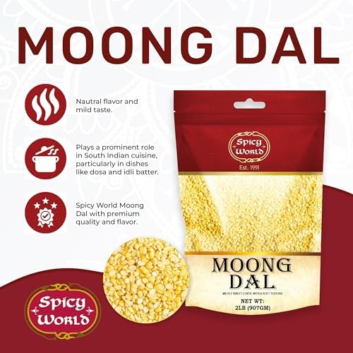 Moong Dal 2 LBS (Mung Split Dry Beans) ~ Indian Golden Lentils ~ 100% Natural & Pure - by Spicy World