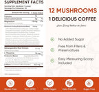 Mushroom Coffee, 12 Mushrooms Powder Blend Ashwagandha, Lion's Mane, Chaga and Probiotics, Mushrooms Instant Coffee Latte for Focus, Gut & Immunity Health- 30 Servings