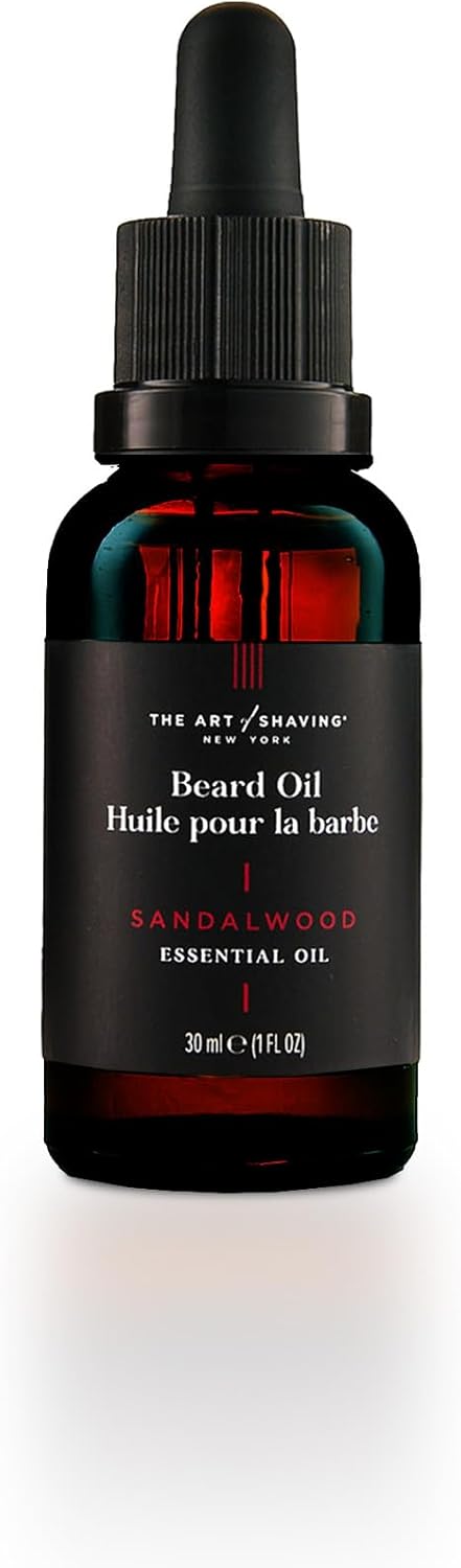 The Art of Shaving Beard Oil – Tames & Moisturizes Beard & Mustache Hair Leaving a Healthy Shine with a Non Greasy Finish – Award-Winning Sandalwood Scent, 1 oz