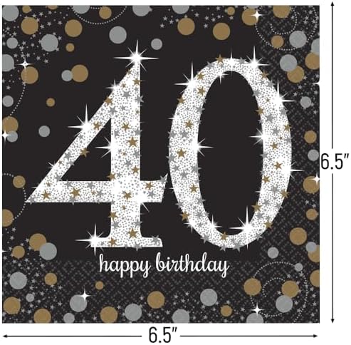 Sparkling Celebration 40 Luncheon Multicolor Paper Napkins ( 6.5" x 6.5" ) - Pack Of 16, Premium Quality & Eye-catching Design - Perfect For Birthdays, Anniversaries & Milestone Events