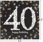 Sparkling Celebration 40 Luncheon Multicolor Paper Napkins ( 6.5" x 6.5" ) - Pack Of 16, Premium Quality & Eye-catching Design - Perfect For Birthdays, Anniversaries & Milestone Events