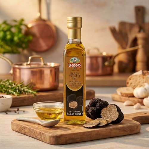 BASSO 1904 - Black Truffle Oil, Large Bottle 8.5oz (250 ml), High Concentrate, Great for Cooking, Pasta, Pizza, Risotto, Producy of Italy