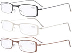 Eyekepper 3-Pack Stainless Steel Frame Half-Eye Style Reading Glasses Readers