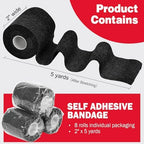 AZEN 8 Pack Self Adhesive Bandage Wrap, 2" X 5 Yards Elastic Cohesive Bandage Wrap, Black Athletic Tape, Vet Wrap, Ankle Tape, Tattoo Grip Tape Wrap