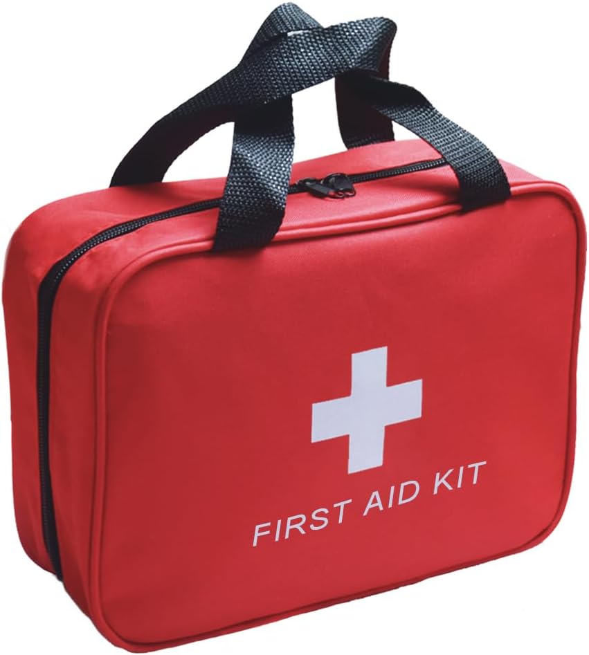 Red First Aid Kit Bag Empty Travel First Aid Bag Responder Storage Compact Survival Medicine Emergency Rescue Pouch Bags for Home Office Car Camping Kitchen Sport Outdoors (Empty, No Contents)
