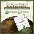 Organic Way Holy Tulsi/Holy Basil Herb Cut & Sifted (Ocimum Tenuiflorum) - Organic & Kosher Certified | Raw, Vegan, Non GMO & Gluten Free | USDA Certified | Origin - India (1/4 LBS / 4 Oz)