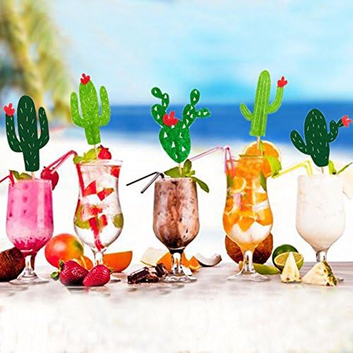 Cactus Cupcake Toppers Summer Hawaii Theme Party Favors Cupcake Picks for Fruit Cake Decorations Fiesta West Tropical Cacti Birthday Party Supplies (24PCS)