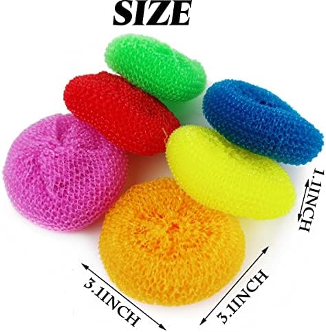 NSBELL 30PCS Plastic Dish Scrubbers for Dishes Plastic Pot Round Scrubber Scouring Pad Nylon Dish Scrubber, Poly Mesh Scouring Dish Pads Non Scratch Scrubbers