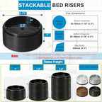 Bed Risers 1 inch, 2 inch, 3 inch, 4 inch Heavy Duty, Adjustable Furniture Riser for Table Desk Couch Sofa Chair Refrigerator Washing Machine, Stackable Bed Raisers Blocks (Black 4 Pack, 1 inch)