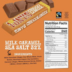 Tony’s Chocolonely Belgian Milk Chocolate Candy Bar With Caramel & Sea Salt, Chocolate Bars for Snacks, Party Favors, or Gifts, 32% Cacao, Made From Quality Fairtrade Cocoa, 20 Bars, 1.66 Oz Each